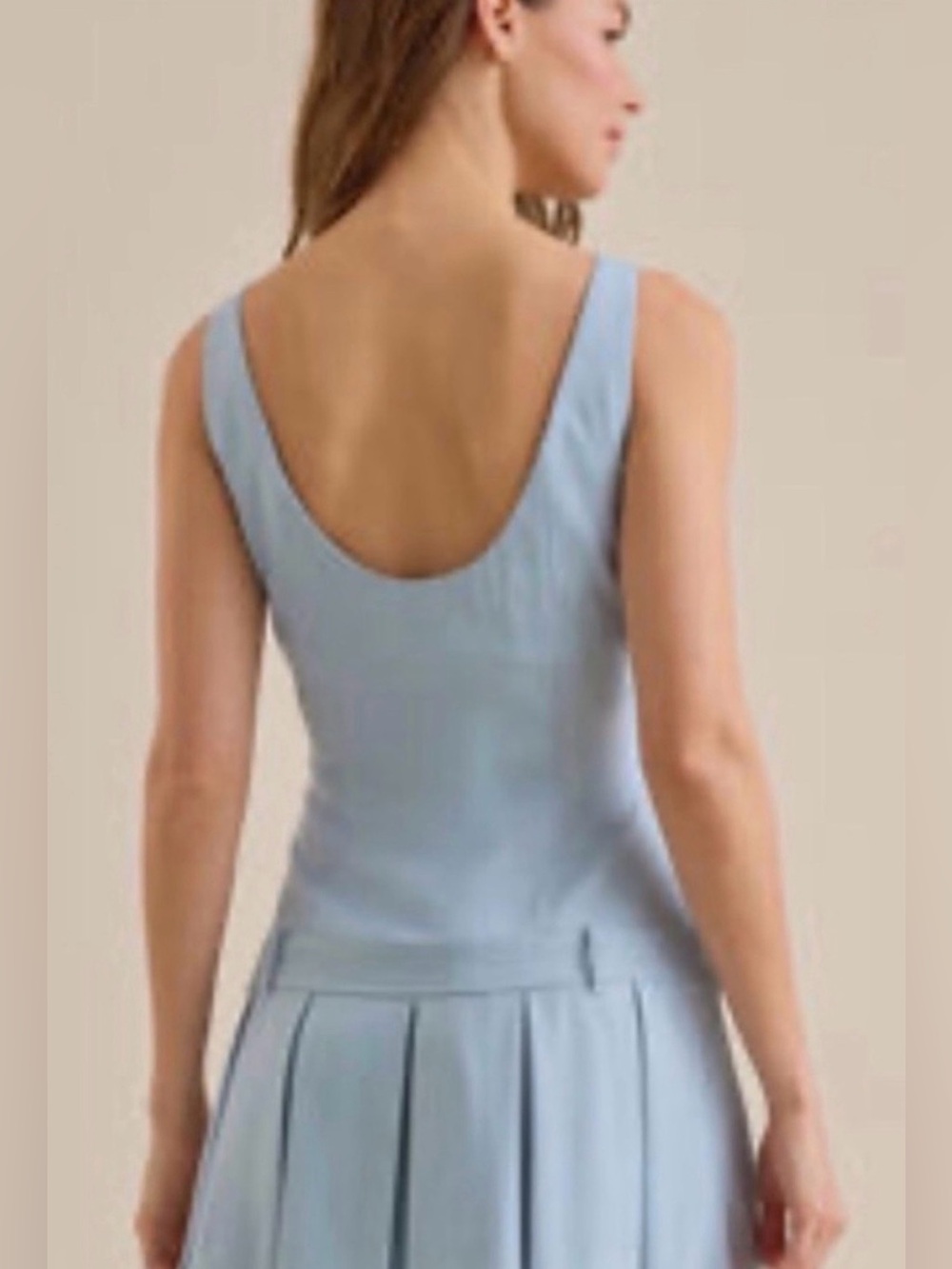 NWT [Altar'd State] Dusty Blue Drop Waist Sleeveless Pleated Dress Women’s XL - Picture 4 of 11